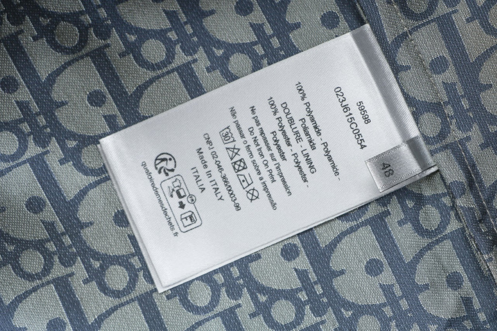 Dior All-Over Oblique Print Bee Emblem Zip Jacket | Grey Blue