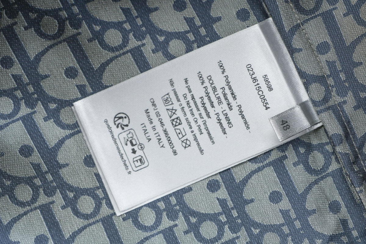 Dior All-Over Oblique Print Bee Emblem Zip Jacket | Grey Blue