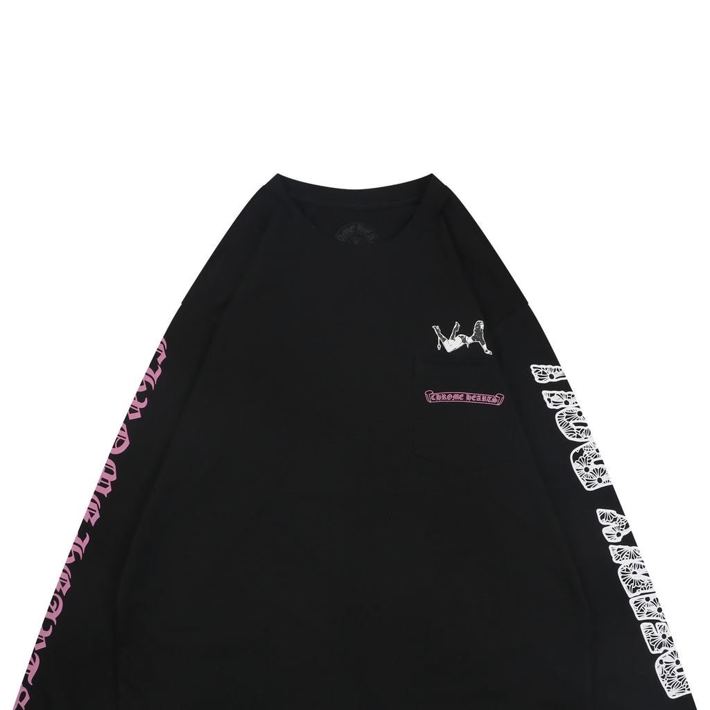 Chrome Hearts "Doll" Cross Girl Print Long Sleeve T-Shirt | Black