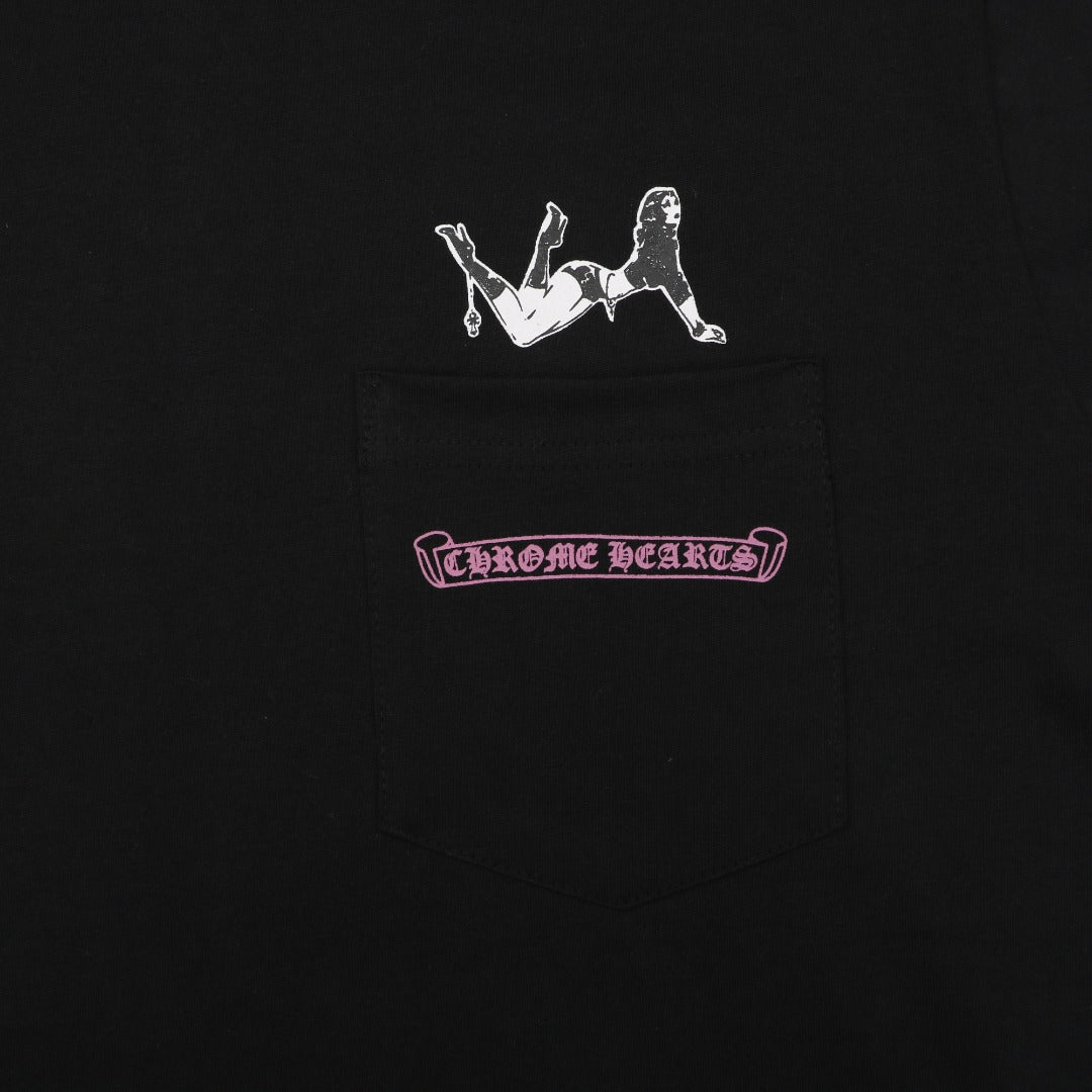 Chrome Hearts "Doll" Cross Girl Print Long Sleeve T-Shirt | Black