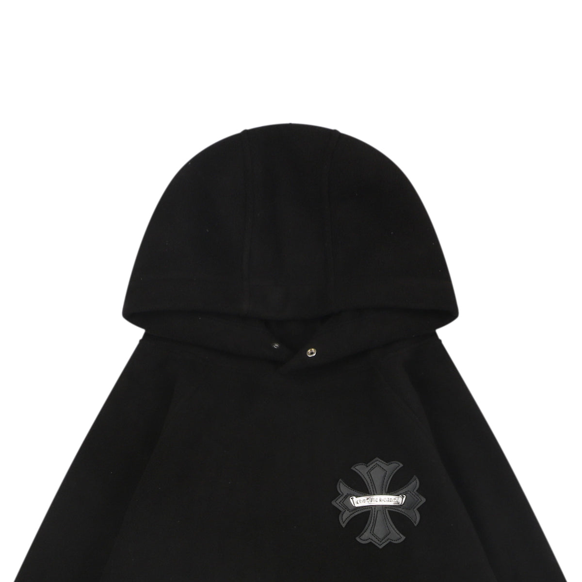 Chrome Hearts Black Cross Leather Patch Double-Faced Fleece Hoodie | Black