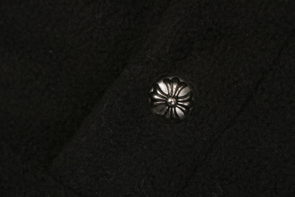 Chrome Hearts Black Cross Leather Patch Double-Faced Fleece Hoodie | Black
