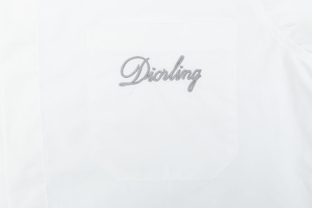 Dior Cursive Signature Embroidered Chest Pocket Short Sleeve Shirt | White