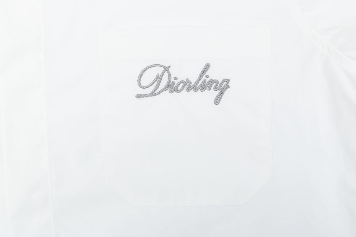 Dior Cursive Signature Embroidered Chest Pocket Short Sleeve Shirt | White