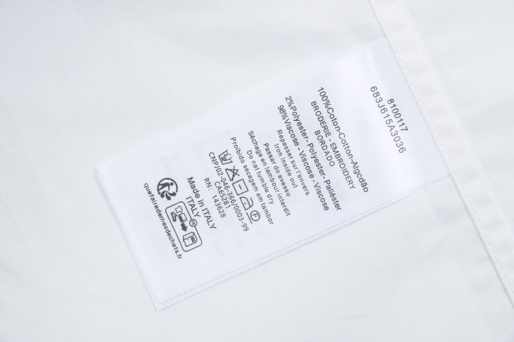 Dior Cursive Signature Embroidered Chest Pocket Short Sleeve Shirt | White