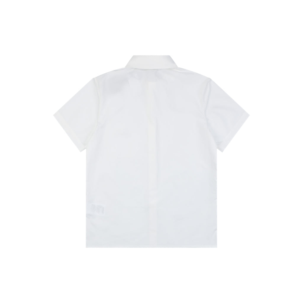Dior Cursive Signature Embroidered Chest Pocket Short Sleeve Shirt | White