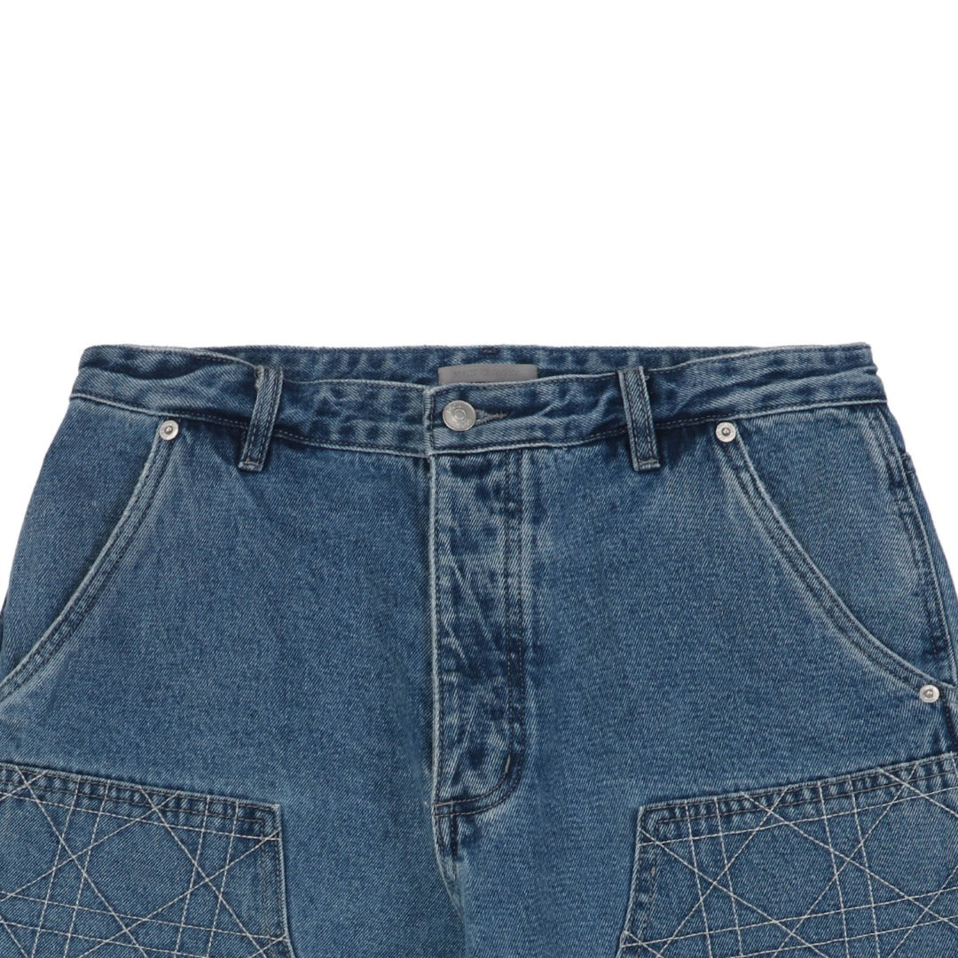 Dior 24SS Lattice-Panel Carpenter Denim Shorts