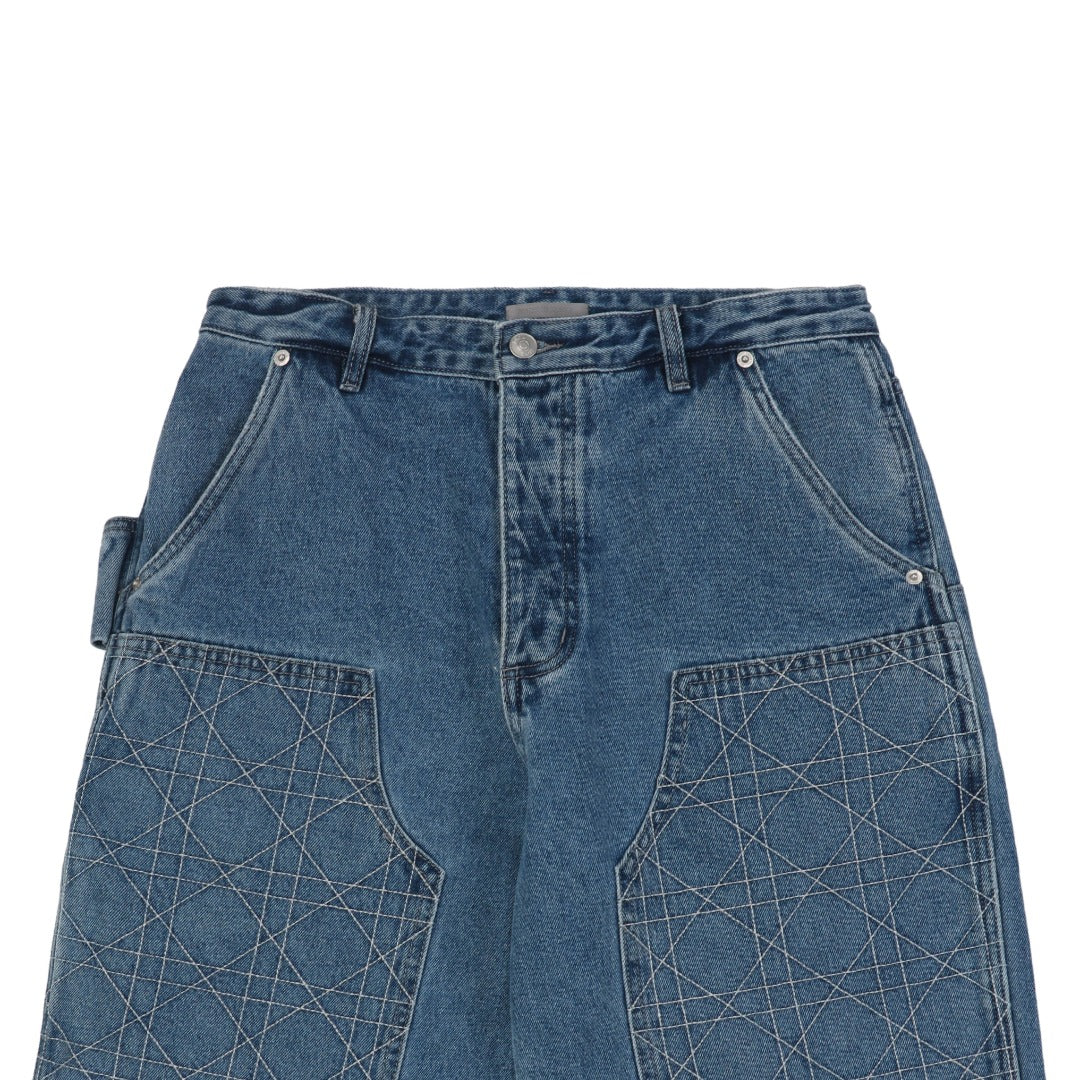 Dior 24SS Lattice-Panel Carpenter Denim Shorts