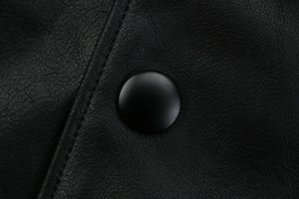 Prada Leather Triangle Logo Button Jacket | Black