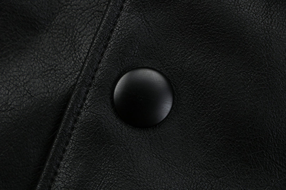Prada Leather Triangle Logo Button Jacket | Black