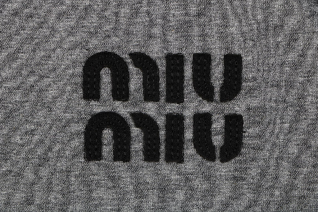Miu Miu FW26 Black / Grey Colourblock Crew Collar Long Sleeve Top | Grey