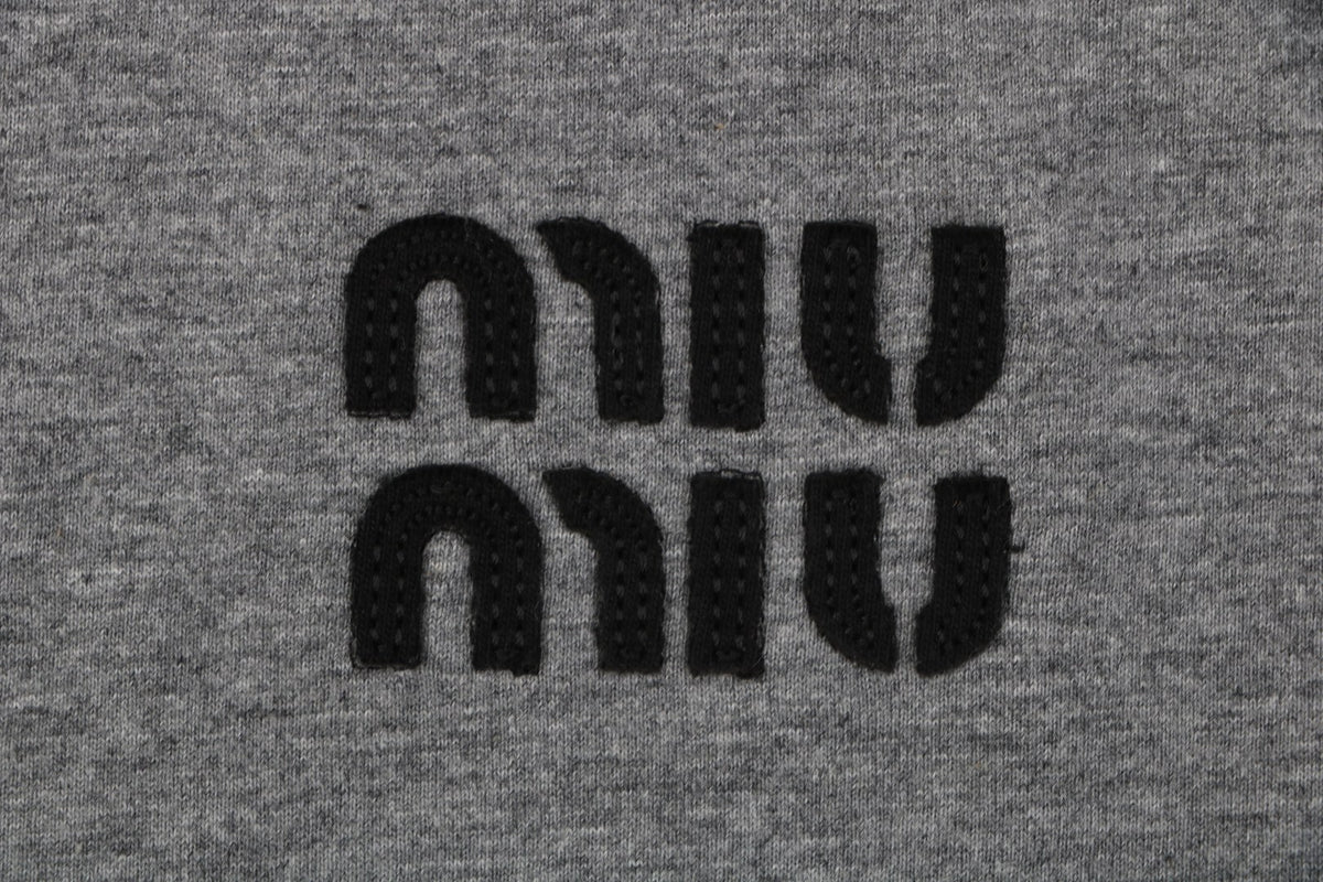 Miu Miu FW26 Black / Grey Colourblock Crew Collar Long Sleeve Top | Grey