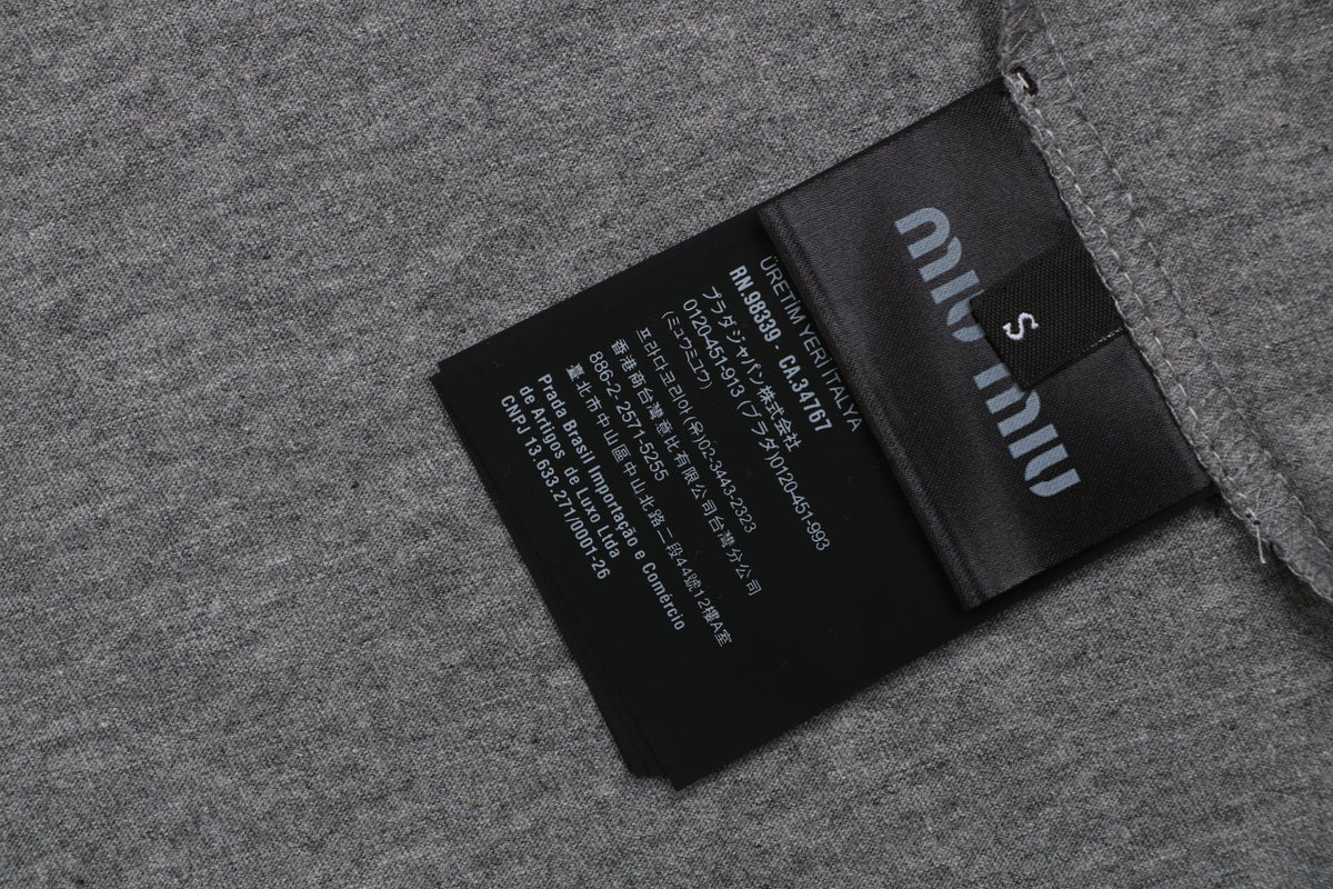 Miu Miu FW26 Black / Grey Colourblock Crew Collar Long Sleeve Top | Grey