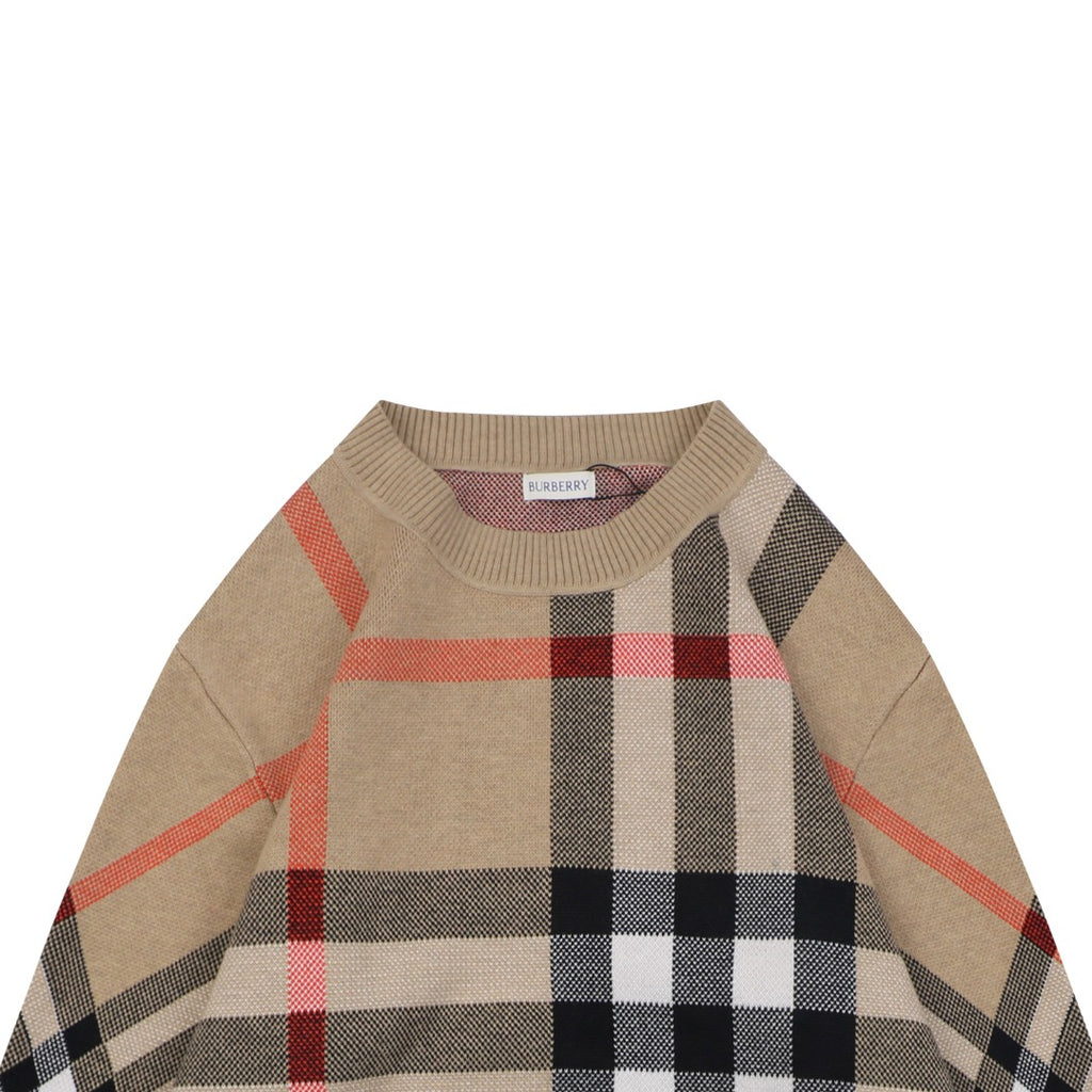 Burberry Exploded Check Jacquard Crewneck Sweater | Archive Beige
