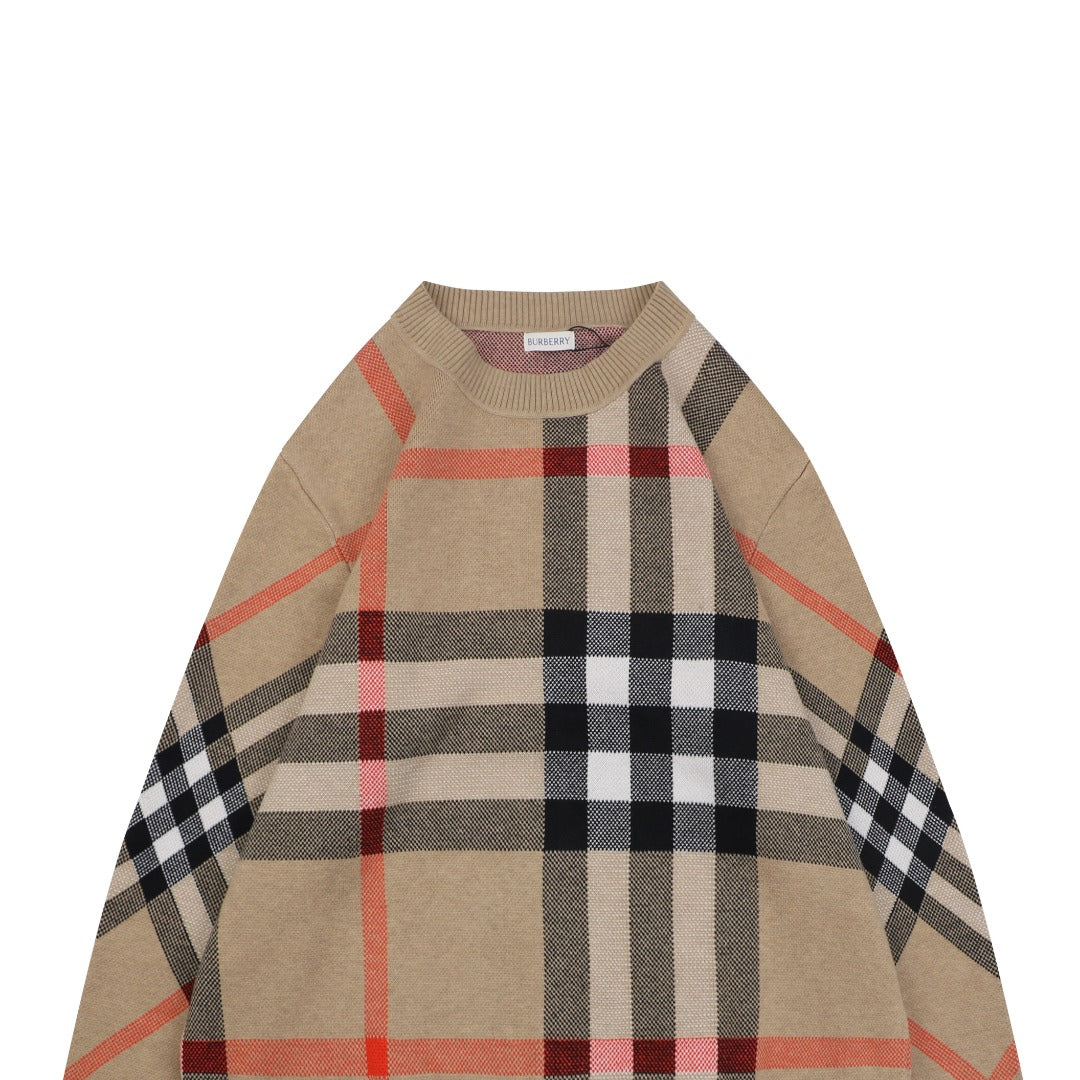 Burberry Exploded Check Jacquard Crewneck Sweater | Archive Beige