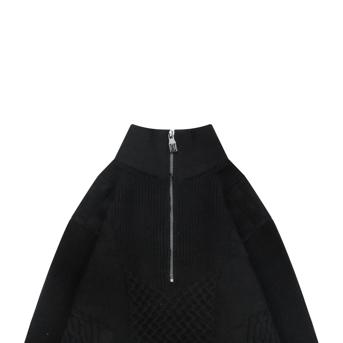 Louis Vuitton Mixed Texture Panel Half-Zip Sweater | Black