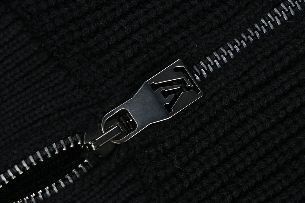 Louis Vuitton Mixed Texture Panel Half-Zip Sweater | Black