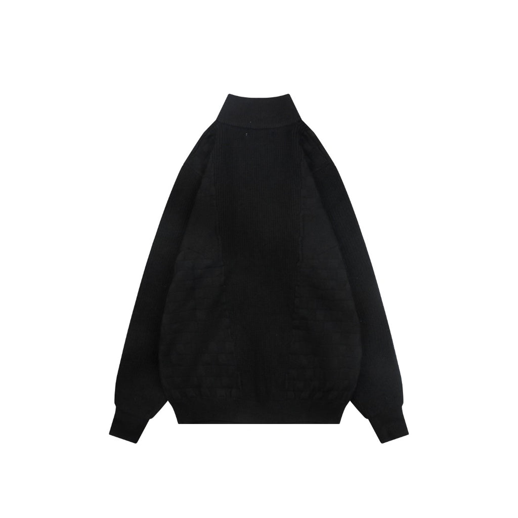 Louis Vuitton Mixed Texture Panel Half-Zip Sweater | Black