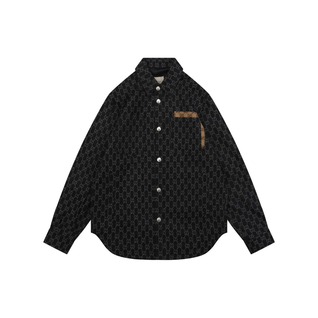 Gucci All-Over GG Supreme Tonal Print Shirt Jacket | Black