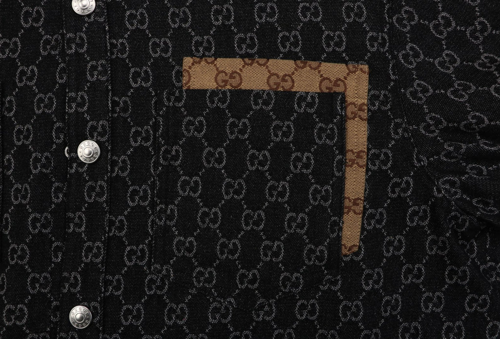 Gucci All-Over GG Supreme Tonal Print Shirt Jacket | Black