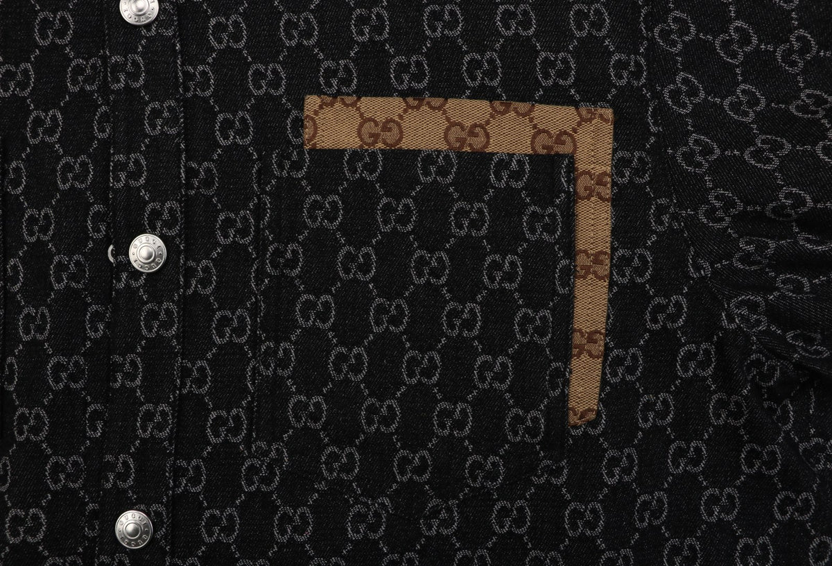 Gucci All-Over GG Supreme Tonal Print Shirt Jacket | Black