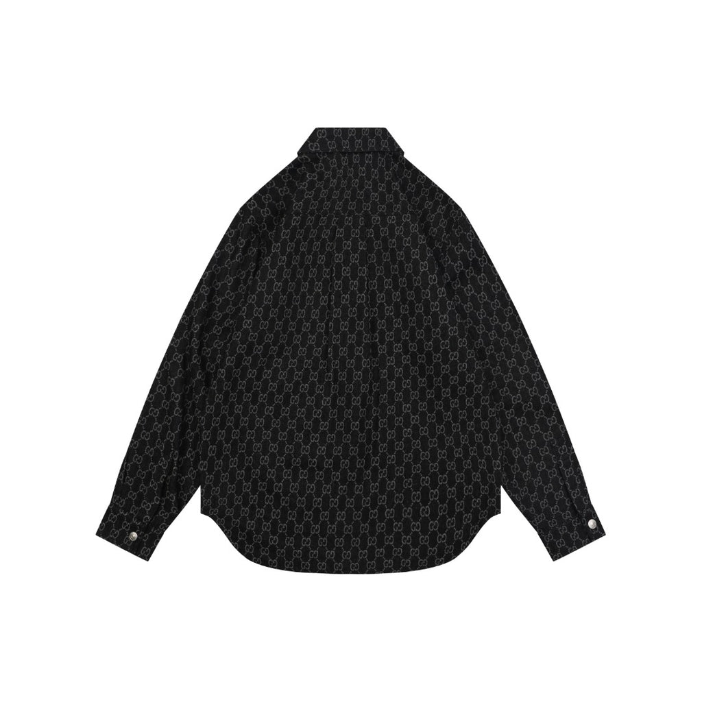 Gucci All-Over GG Supreme Tonal Print Shirt Jacket | Black