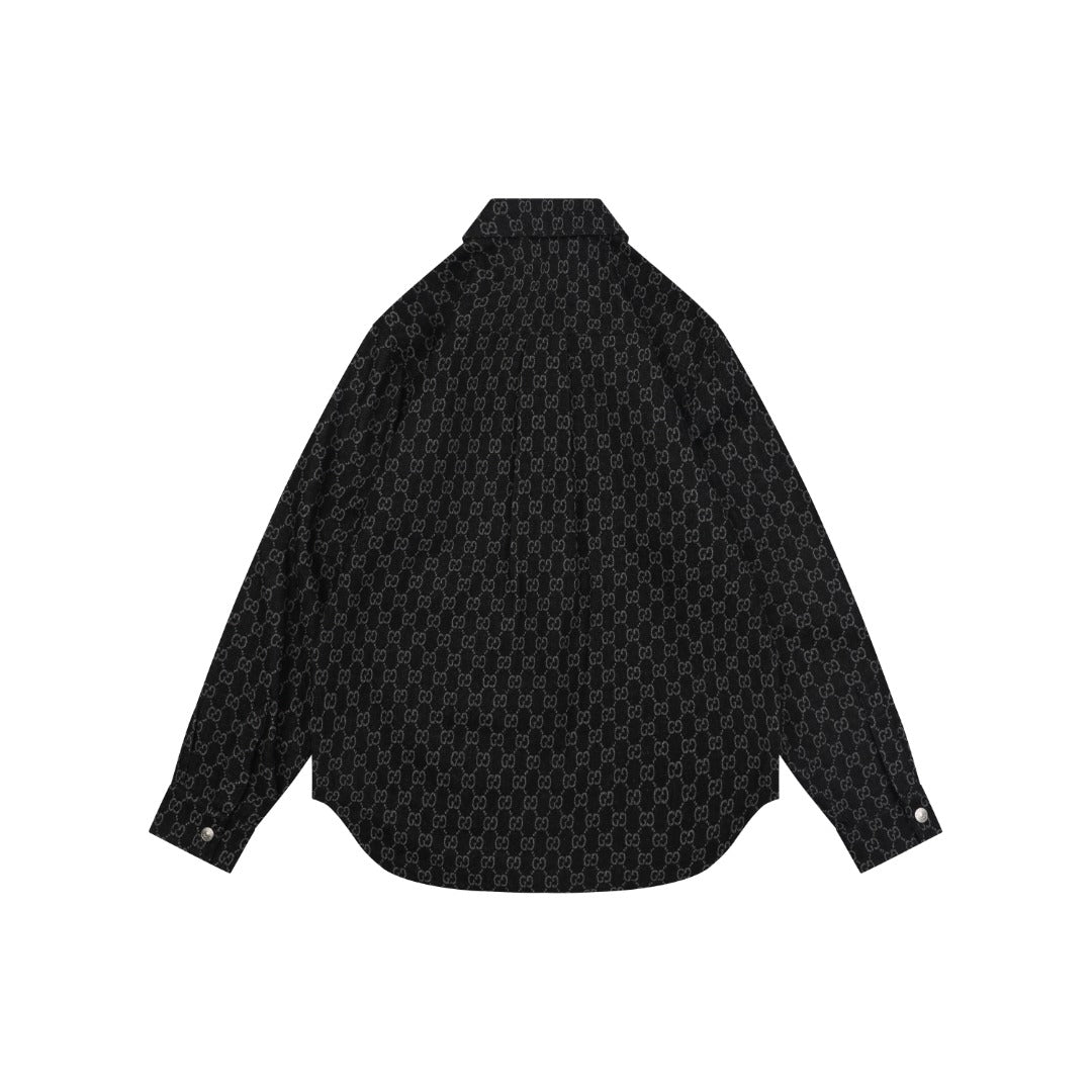 Gucci All-Over GG Supreme Tonal Print Shirt Jacket | Black