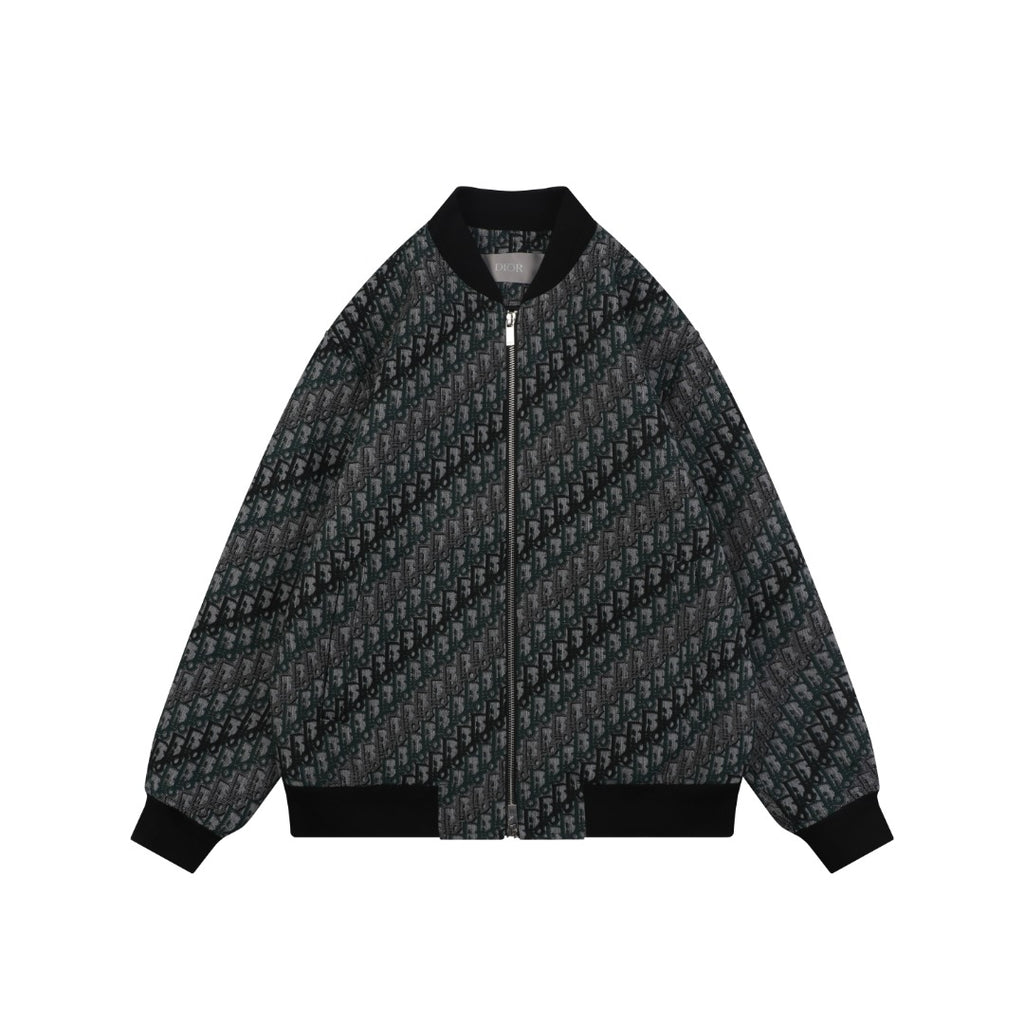 Dior All-Over Oblique Gradient Bomber Jacket | Black / Dark Green