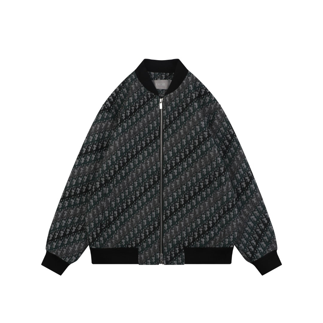 Dior All-Over Oblique Gradient Bomber Jacket | Black / Dark Green