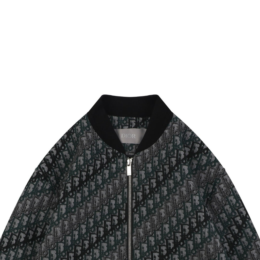 Dior All-Over Oblique Gradient Bomber Jacket | Black / Dark Green