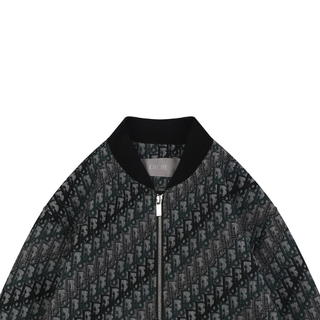 Dior All-Over Oblique Gradient Bomber Jacket | Black / Dark Green