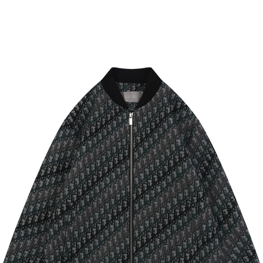 Dior All-Over Oblique Gradient Bomber Jacket | Black / Dark Green