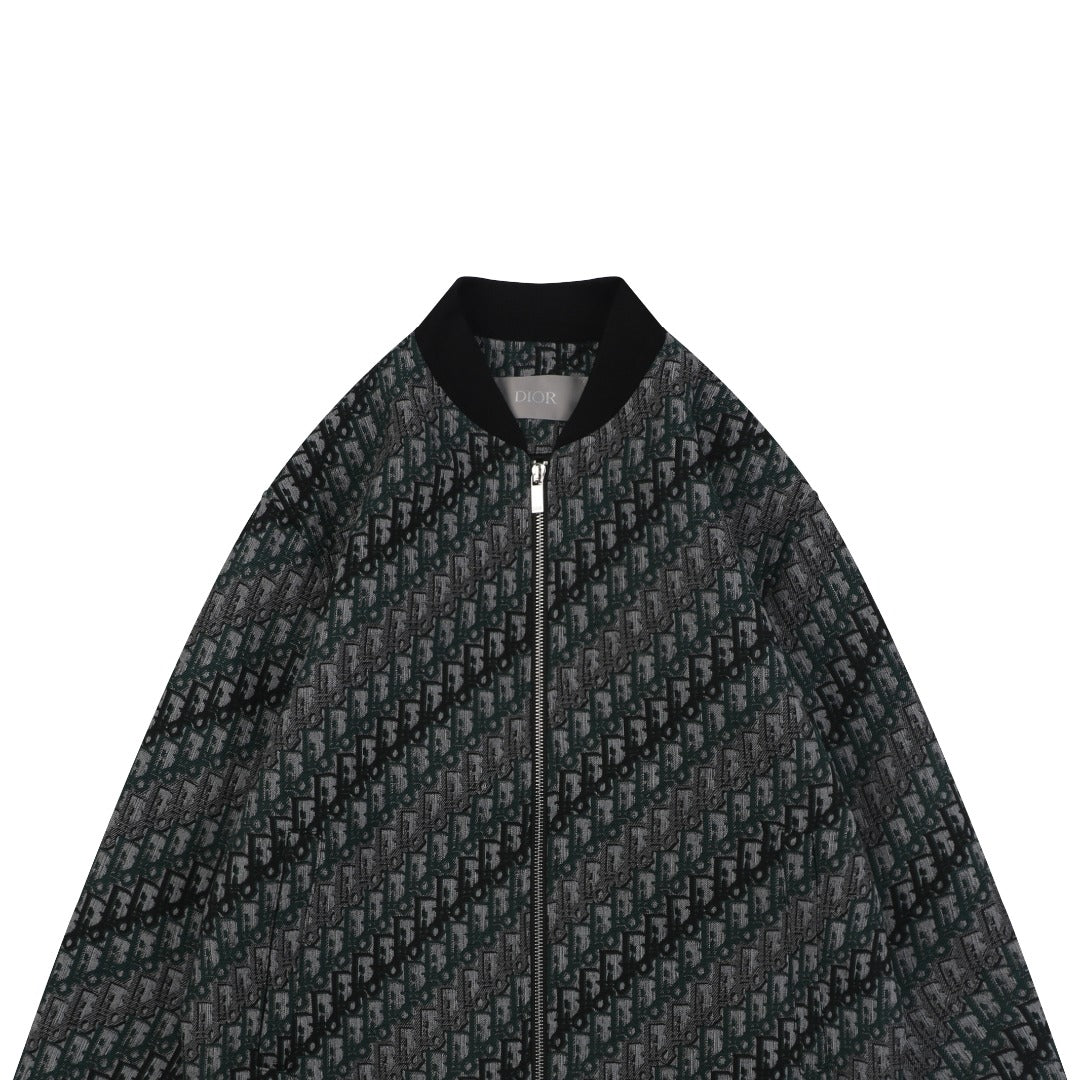 Dior All-Over Oblique Gradient Bomber Jacket | Black / Dark Green