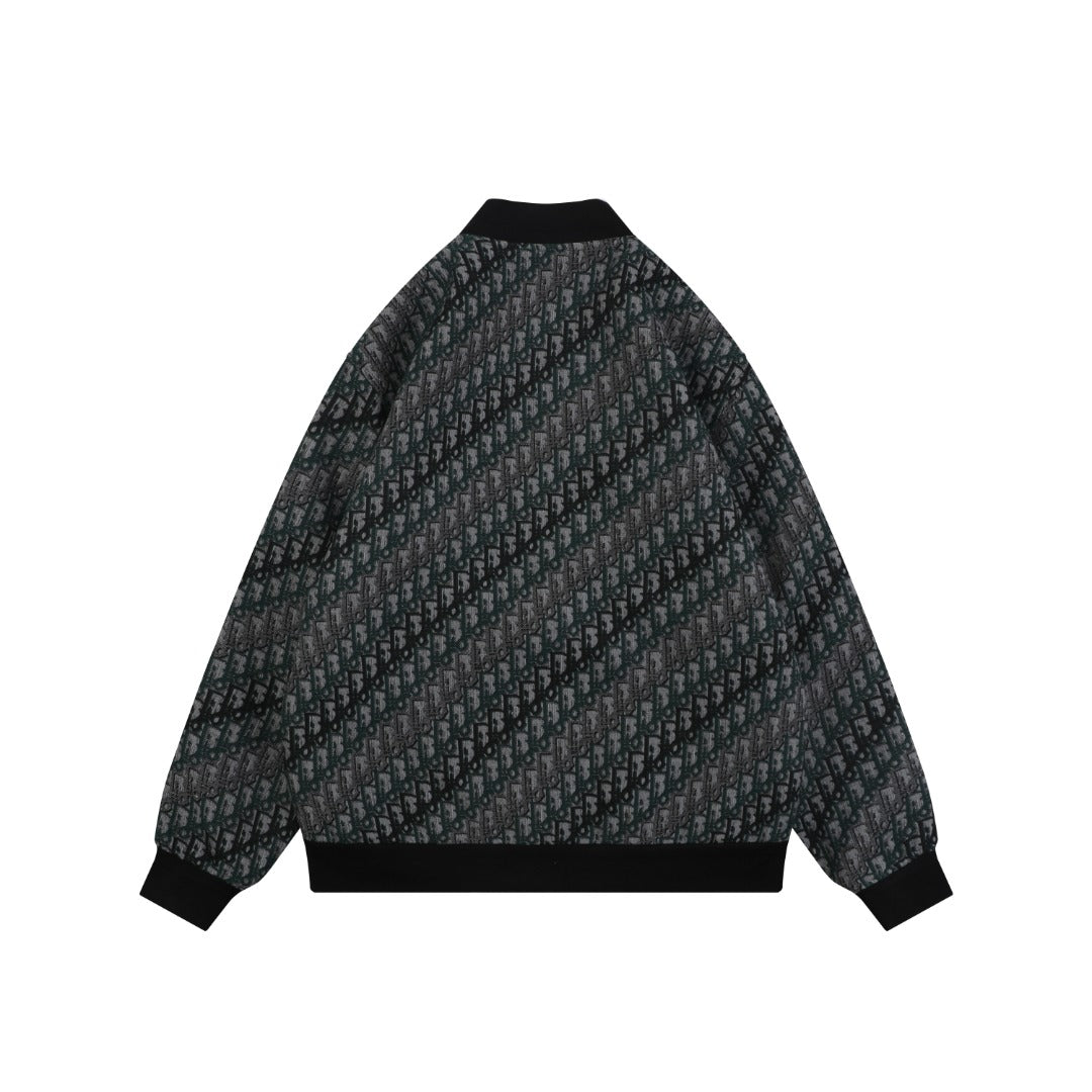 Dior All-Over Oblique Gradient Bomber Jacket | Black / Dark Green