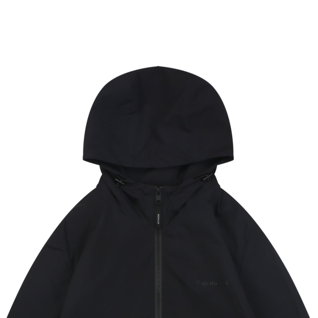 Moncler Tonal Shadow Text Logo Hooded Anorak | Black