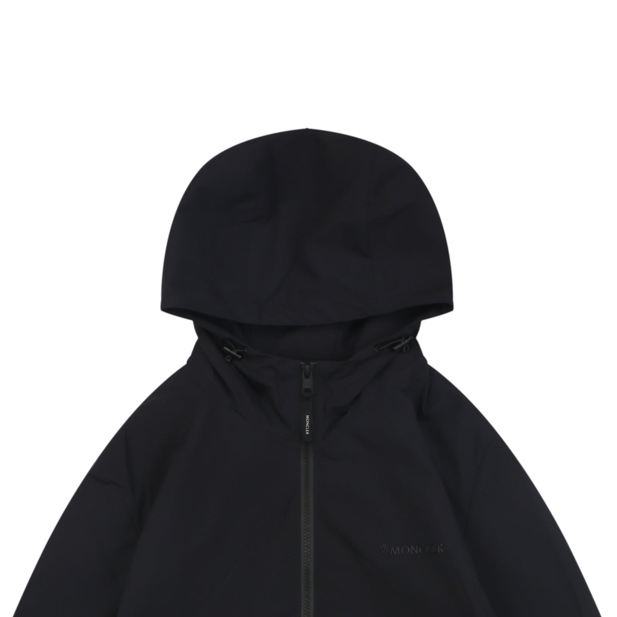 Moncler Tonal Shadow Text Logo Hooded Anorak | Black