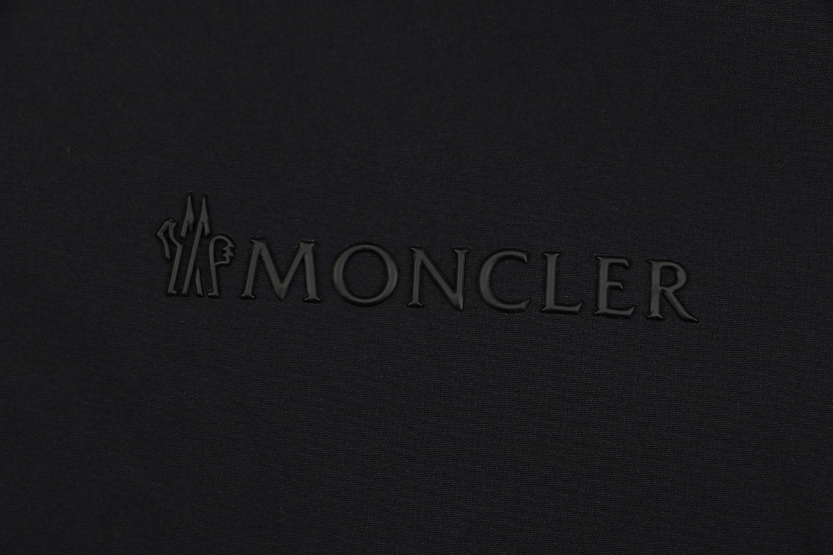 Moncler Tonal Shadow Text Logo Hooded Anorak | Black