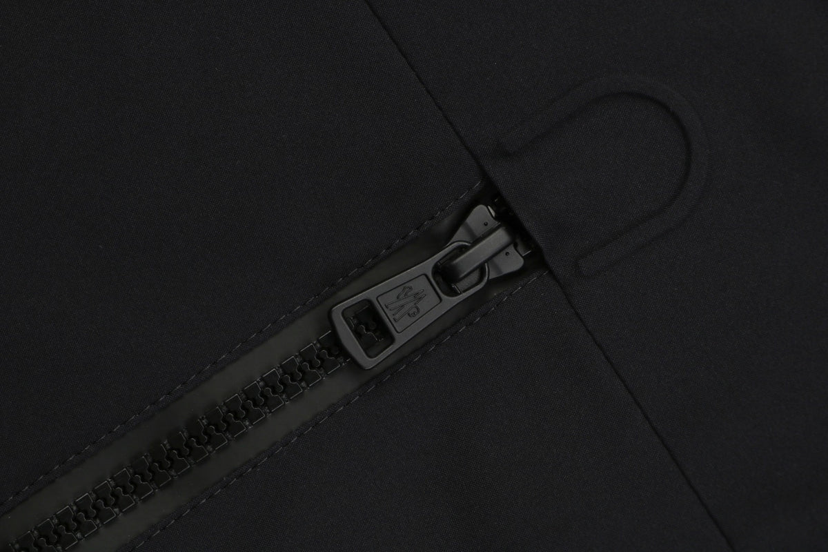 Moncler Tonal Shadow Text Logo Hooded Anorak | Black