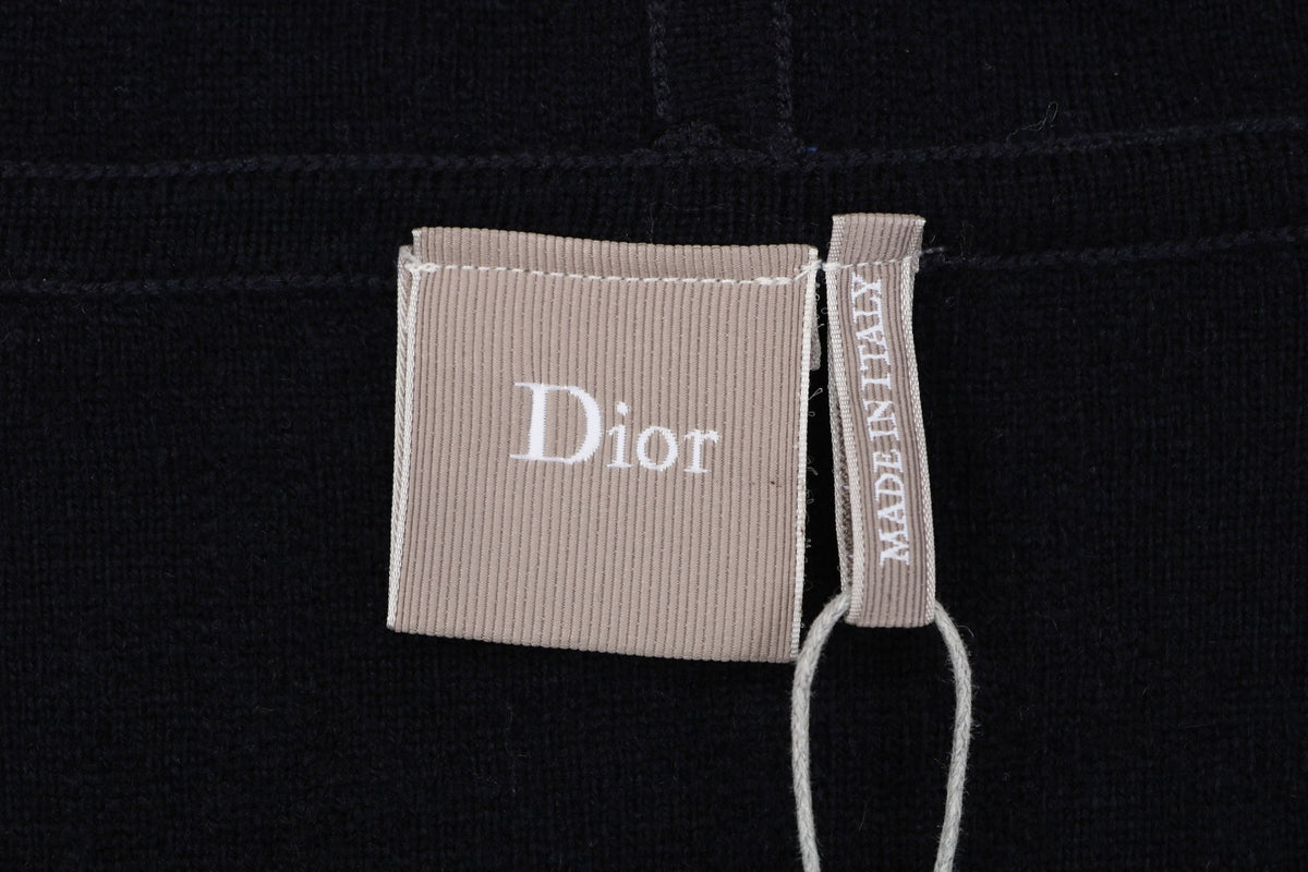 Dior All-Over Macro Oblique Jacquard Hooded Half-Zip Sweatshirt | Navy