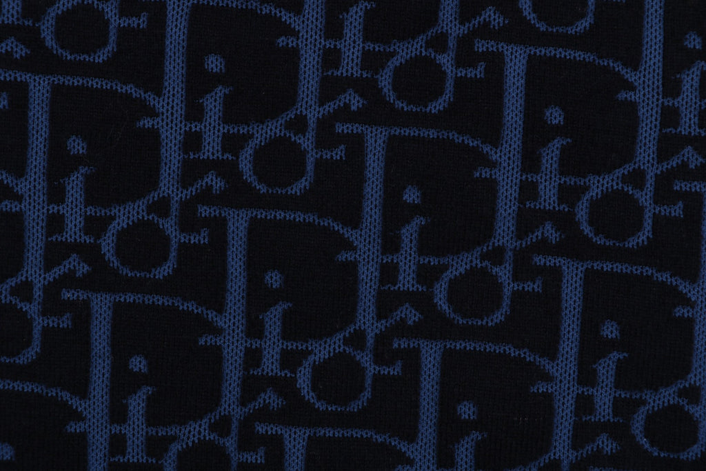 Dior All-Over Macro Oblique Jacquard Hooded Half-Zip Sweatshirt | Navy