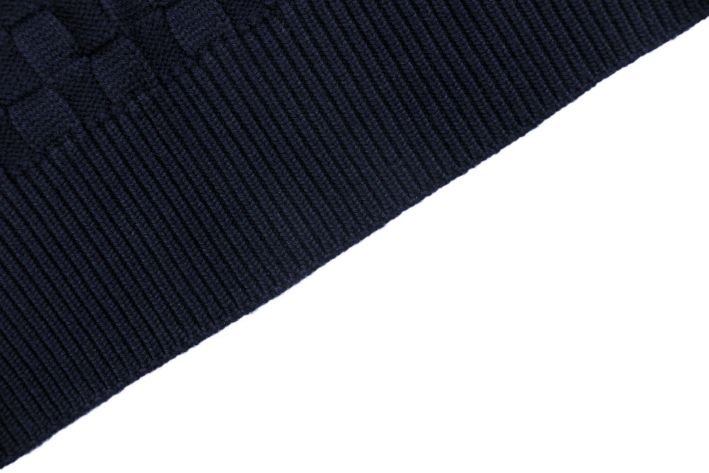 Louis Vuitton Mixed Texture Checkerboard Panel Half-Zip Sweater | Black