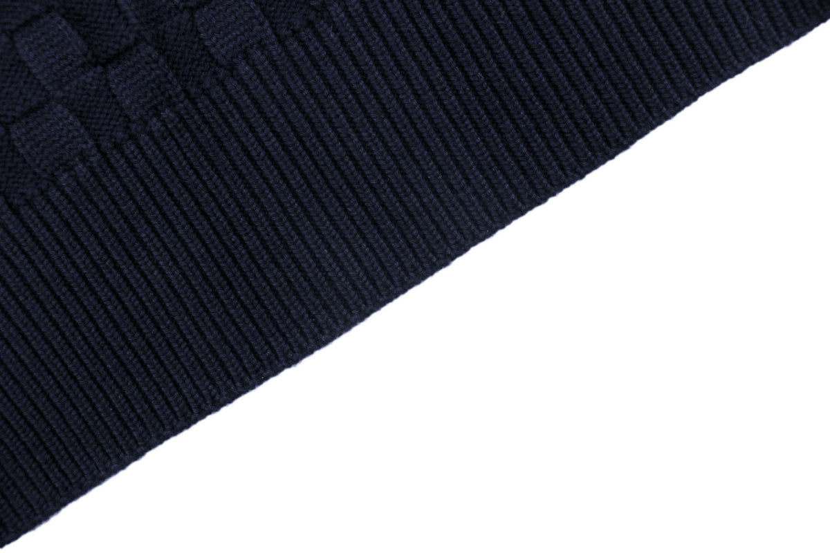 Louis Vuitton Mixed Texture Checkerboard Panel Half-Zip Sweater | Black