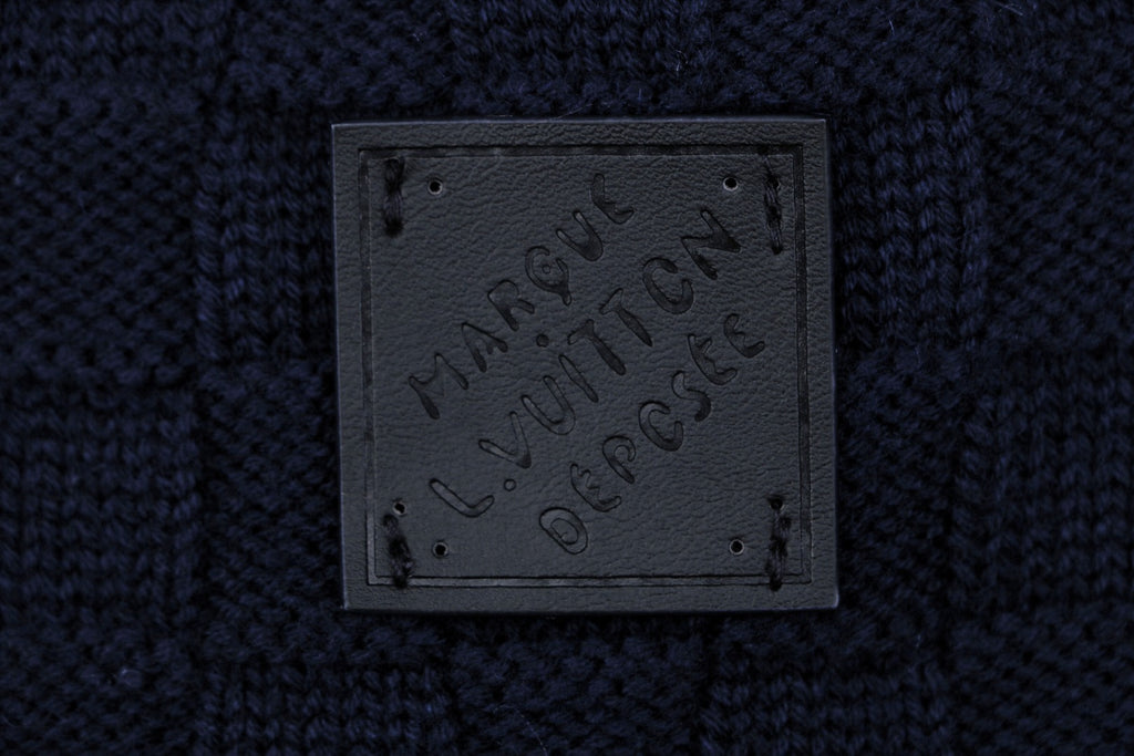 Louis Vuitton Mixed Texture Checkerboard Panel Half-Zip Sweater | Black