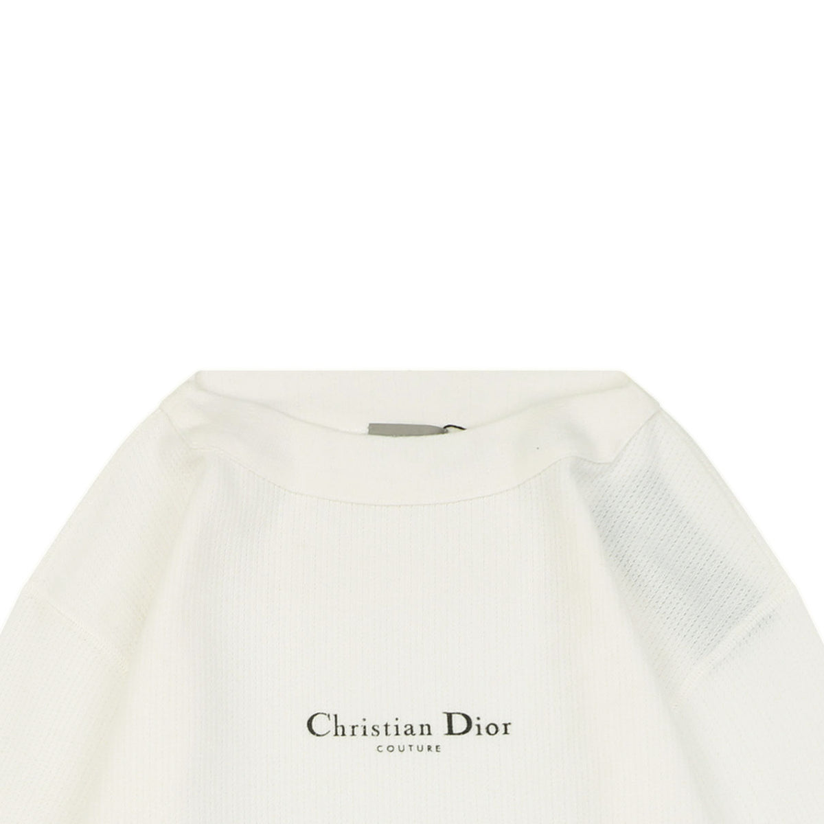 Dior CD Logo Waffle-Knit Wide-Collar Sweater in White