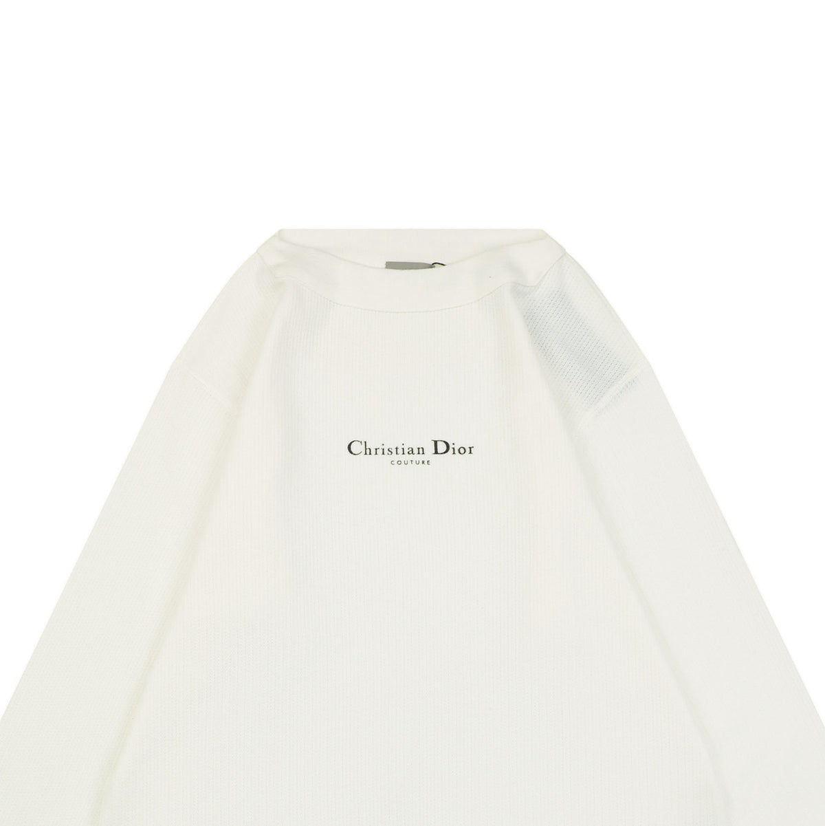 Dior CD Logo Waffle-Knit Wide-Collar Sweater in White