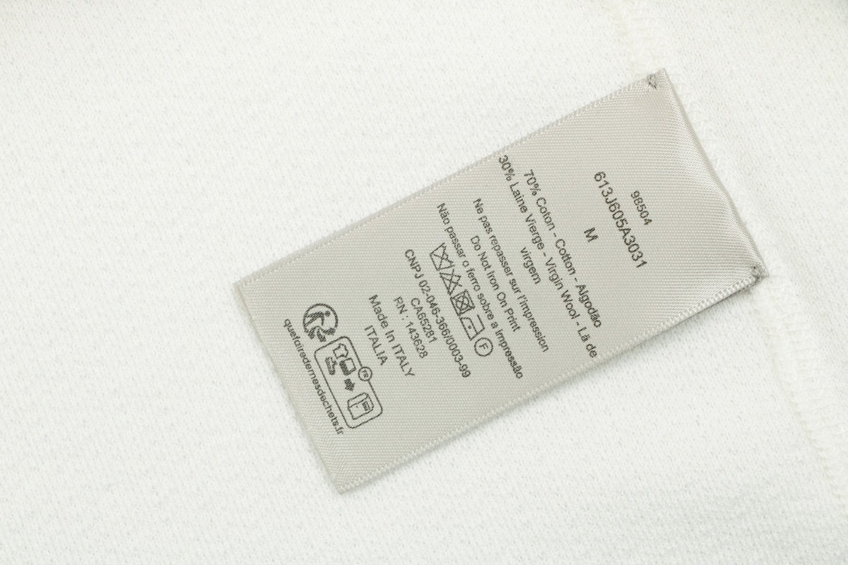 Dior CD Logo Waffle-Knit Wide-Collar Sweater in White