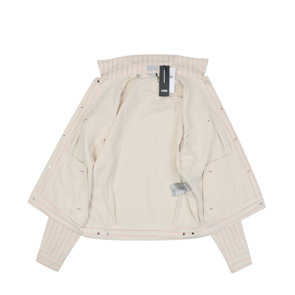 Dior FW25 Collaborative Pink Pinstripe Dio Letter Jacket