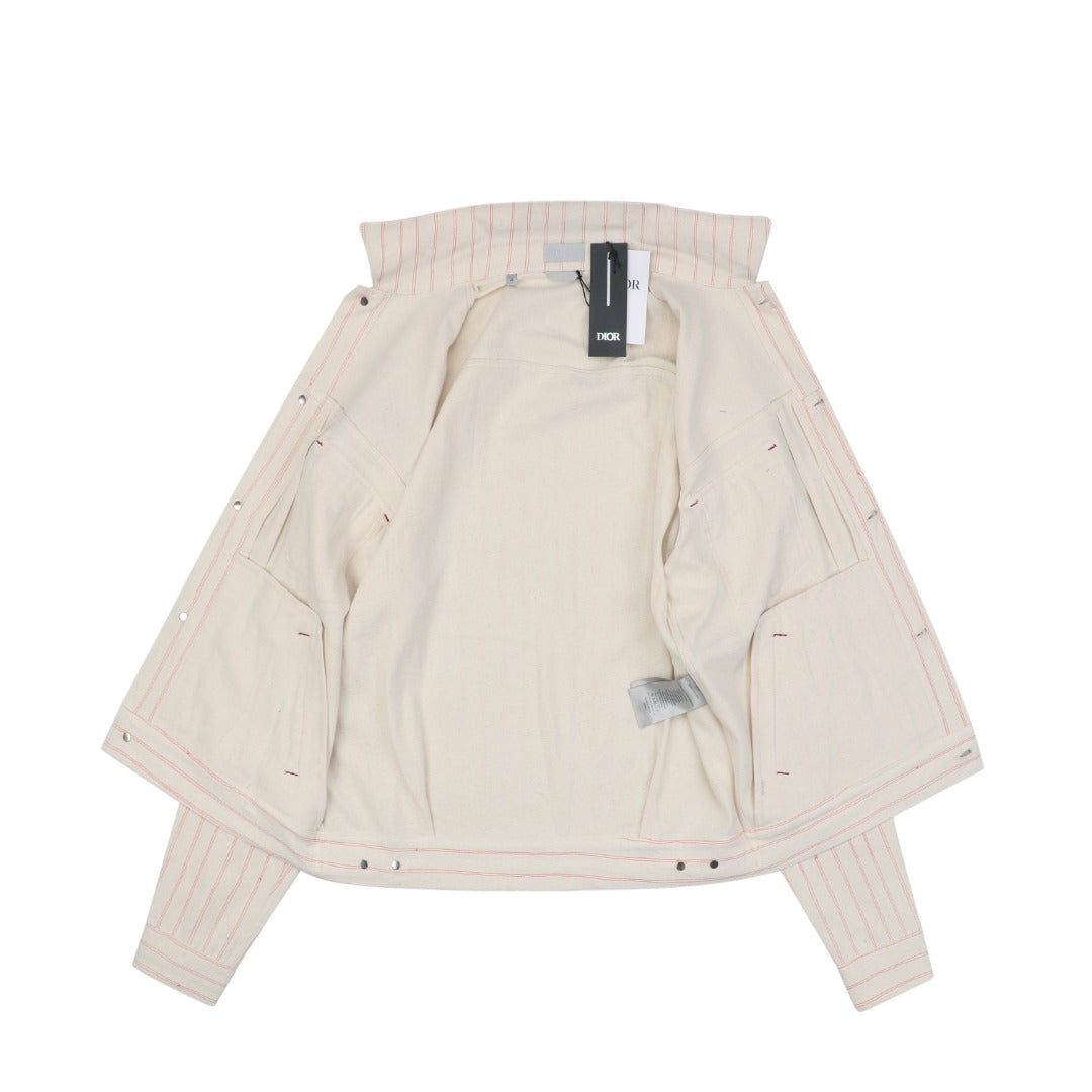 Dior FW25 Collaborative Pink Pinstripe Dio Letter Jacket