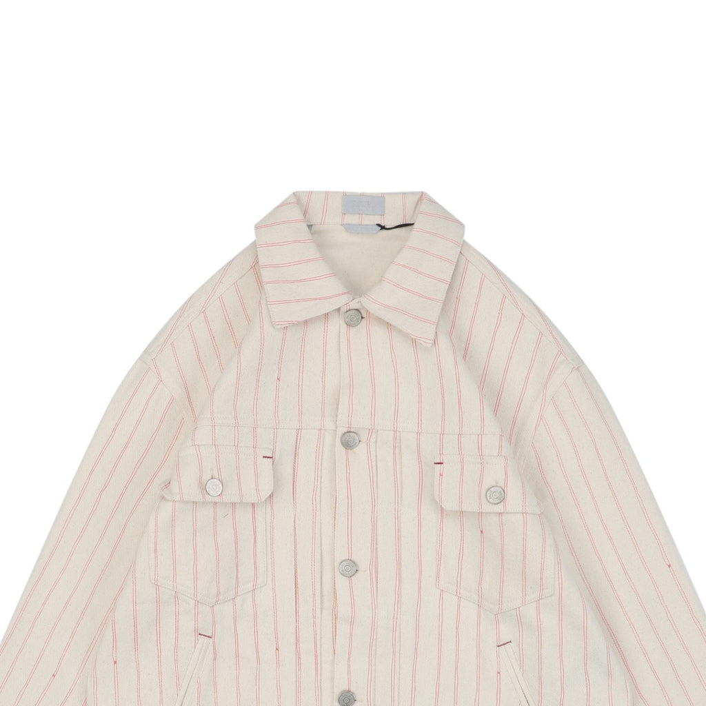 Dior FW25 Collaborative Pink Pinstripe Dio Letter Jacket