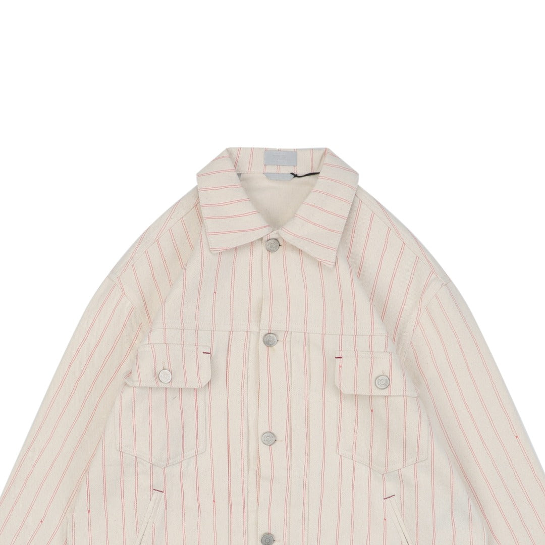 Dior FW25 Collaborative Pink Pinstripe Dio Letter Jacket